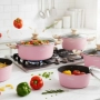 Cheffinger - Розов комплект тенджери, с мраморно покритие, здравословно готвене без залепване, снимка 1