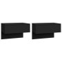 vidaXL Нощни шкафчета за стенен монтаж, 2 бр, черни(SKU:810974