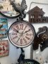 Продавам двустранен гаров часовник с камбанка и петле в черно! , снимка 1 - Декорация за дома - 41406152