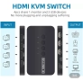 KVM превключвател 4 порта, HDMI USB селектор за 4 компютъра, споделяне на клавиатура, мишка и др., снимка 5