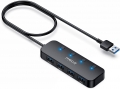 MECO 4-портов USB 3.0 хъб, USB хъб за данни с индивидуални LED превключватели, ултра тънък