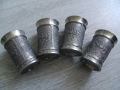 № 7452 комплект 4 броя стари малки метални чашки - REIN ZINN  - SKS design  - релефни орнаменти , снимка 1