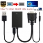 VGA към HDMI 1080P HD Audio TV AV HDTV видео кабел - конвертор, адаптер, снимка 1 - Друга електроника - 36075982