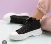 Дамски високи кецове от плат с връзки , снимка 1