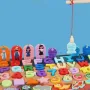Монтесори Пъзел и Сортер с дървени фигурки и магнитен риболов, снимка 4