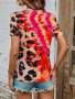 Дамска тениска с кръгло деколте и къс ръкав с леопардов принт, 4цвята , снимка 8