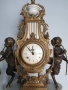 Италия 1960-те Hermle/63см-14кг Арт Деко италиански каминен часовник/бронзови фигури-бял мрамор, снимка 2