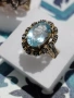 Винтидж пръстен с Аквамарин и 12 диаманта, снимка 2