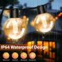 DSLebeen 9 м Водоустойчиви феерични светлини,захранвани с батерии,12 бр G60 LED крушки,дистанционно, снимка 3