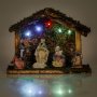 LED Коледна украса, Светеща Коледна ясла със 7 порцеланови фигури