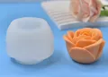3d Роза пъпка голям топчест силиконов молд форма фондан шоколад гипс смола свещ гипс сапун декор, снимка 1