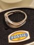 сребърен пръстен с камък Fossil , снимка 3