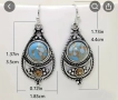 Ретро Бохо дамски модни висящи обеци, висококачествена сплав, син авантюрин, английски стил, снимка 2
