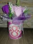 Кашпи със сапунени рози и цветя от креп хартия, снимка 4
