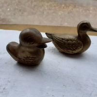 Лот от две стари бронзови пиленца статуетка фигура пластика, снимка 1 - Антикварни и старинни предмети - 36215162