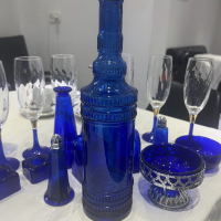 6 броя чаши от синьо стъкло, снимка 10 - Чаши - 44745433