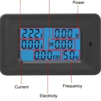 Амперметър за напрежение, P06S-20 AC 20A Фактор на мощността KWH Честота 6-в-1 LED дисплей Цифров те, снимка 4 - Друга електроника - 44240419