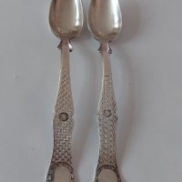 Две стари сребърни 900 проба Османски(Турски) лъжички/Лъжичка сребро 900/, снимка 4 - Аксесоари за кухня - 39705264