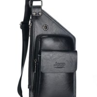 мъжка чанта кожена JEEP BULUO паласка за през годи с една презрамка, снимка 4 - Чанти - 42080755