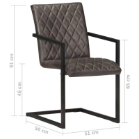 Конзолни трапезни столове, 2 бр, сиви, естествена кожа   , снимка 9 - Столове - 44796551