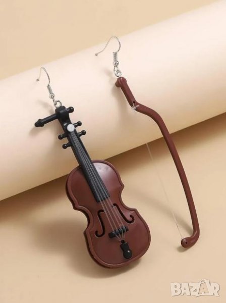 Артистични Креативни Обеци във Формата на Цигулка КОД с211, снимка 1