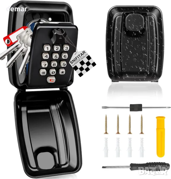 Сейф за ключове, монтиран на стена, водоустойчив капак, 4-12 цифрена комбинация, снимка 1