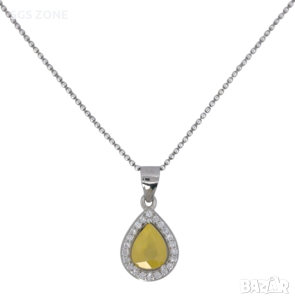 класическа висулка с естествен жълт сапфир, снимка 1