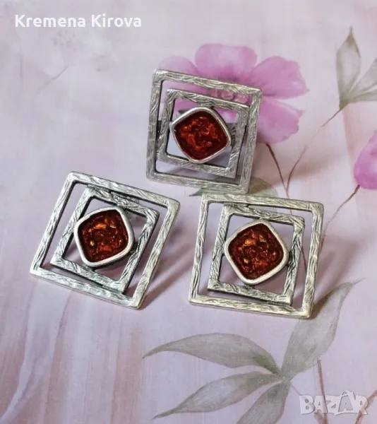 Дамски комплекти обеци и пръстен със смола. Бижута Луди гъби. Идея за подарък за Осми март., снимка 1