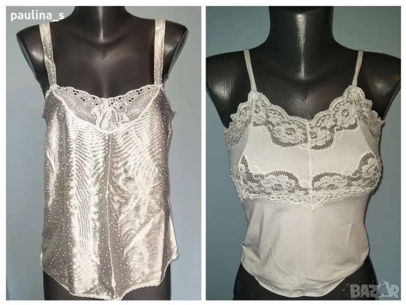 Два броя / Луксозен сатенен потник и потник с дантела , снимка 1