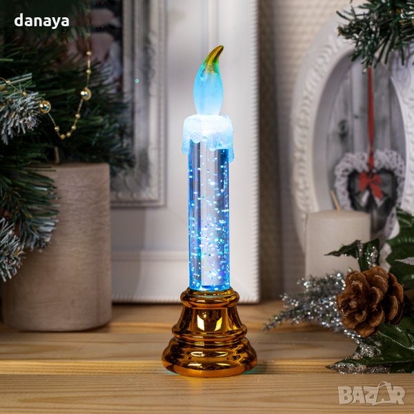 2485 Коледна електронна свещ с преливащи LED светлини 17см, снимка 1