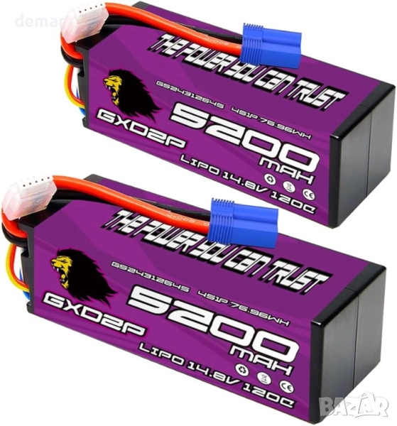 Високопроизводителна 4s литиево-йонна батерия, 2 броя, 14.8v 5200mah, снимка 1