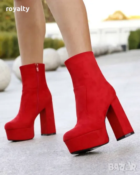 Боти на ток - Велур, снимка 1