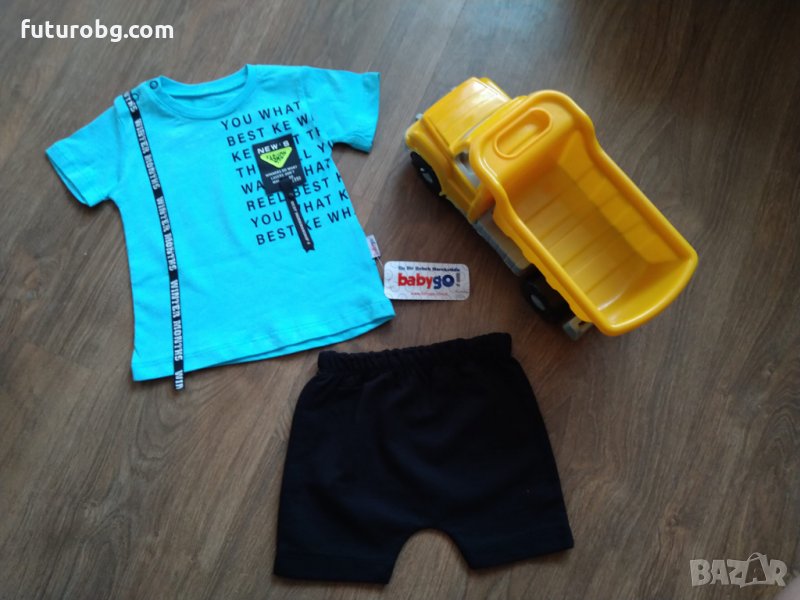 Къс комплект за момче 2 части в синьо и черно, снимка 1
