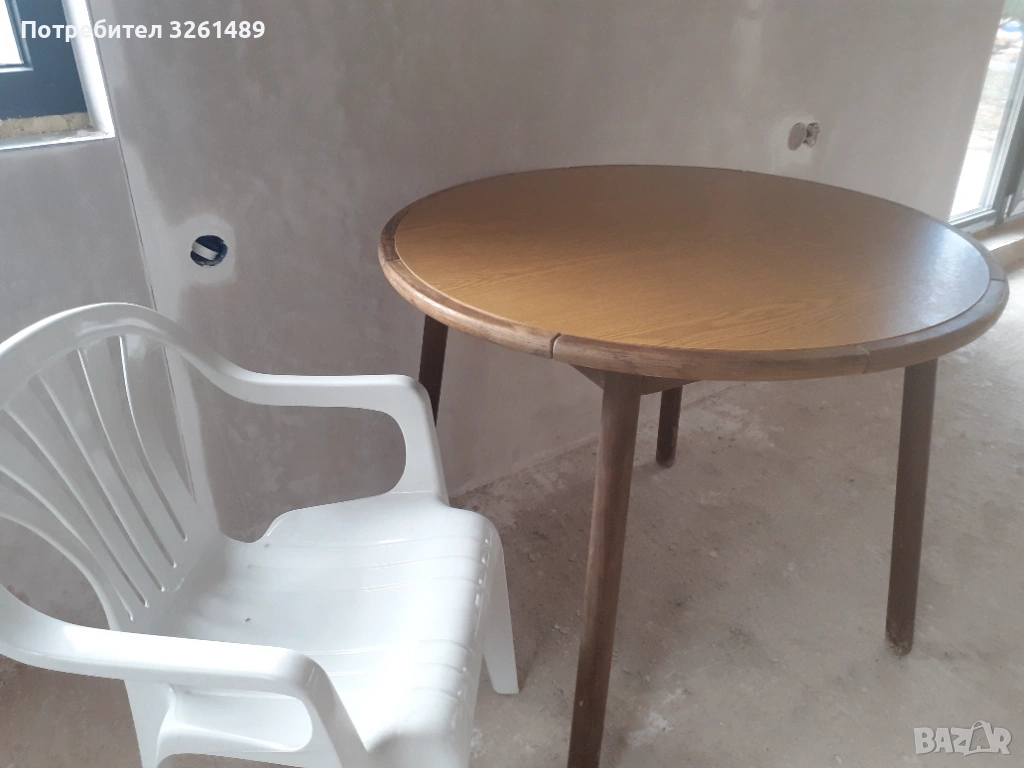 Дървена кръгла маса, снимка 1