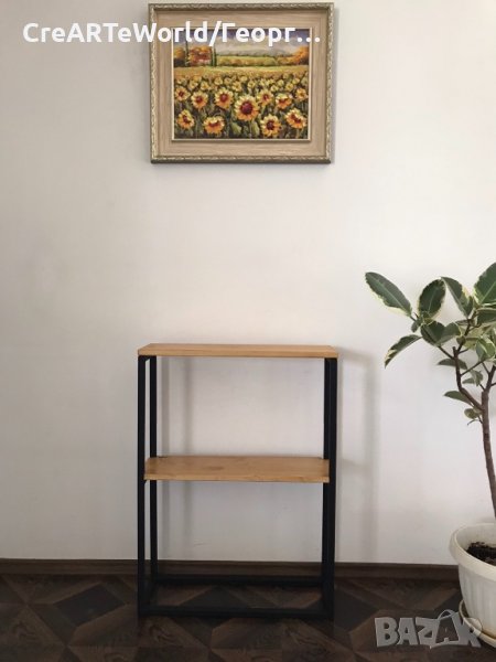 Стелаж, конзолна маса, етажерка в индустриален и Рустик стил масивна дървесина, снимка 1