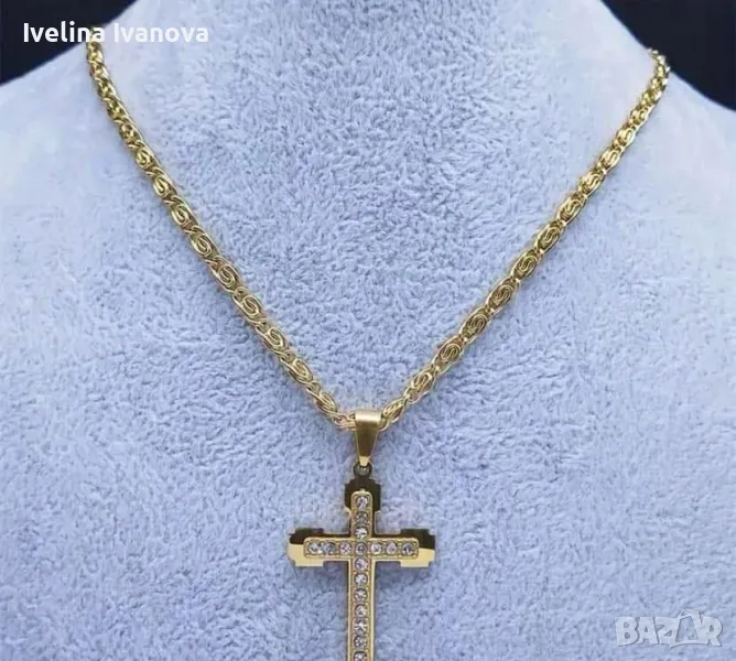 Страхотен мъжки ланец с кръст, снимка 1