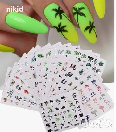 24 вида палма палми тропически листа хаваи слайдер ваденки водни стикери за нокти маникюр , снимка 1
