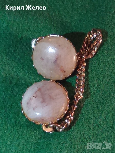 СТАРА ВИНТИДЖ СКЪПОЦЕННА БРОНЗОВА ПОЗЛАТЕНА с МАРКИРОВКИ ЗАКОПЧАКА КЛИПС за ШАЛ ЕЛЕК с ОПАЛ 20169, снимка 1