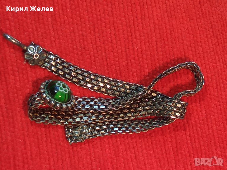 СТАРО РЕТРО ГОТИК АРТ КОЛИЕ ЧОКЪР посребрена благородна стомана с ВЕНЕЦИАНСКО СТЪКЛО МУРАНО 38661, снимка 1