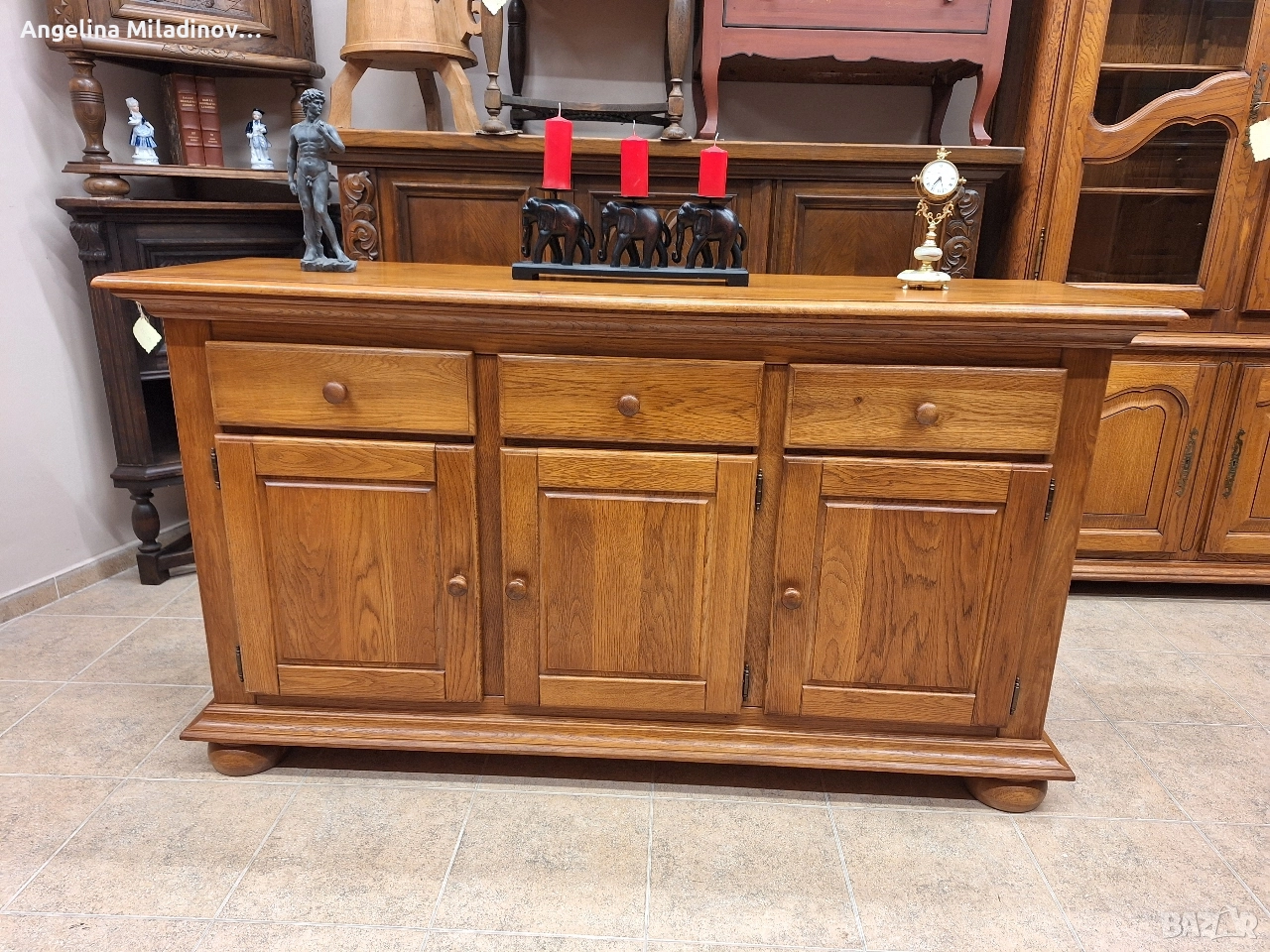 Луксозен комод, скрин, бюфет, шкаф дъб масив , снимка 1