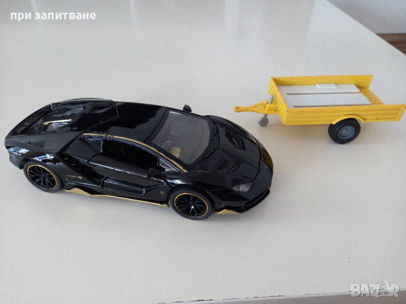 Метални 1:24 Lamborghini и ремарке Welly, снимка 1