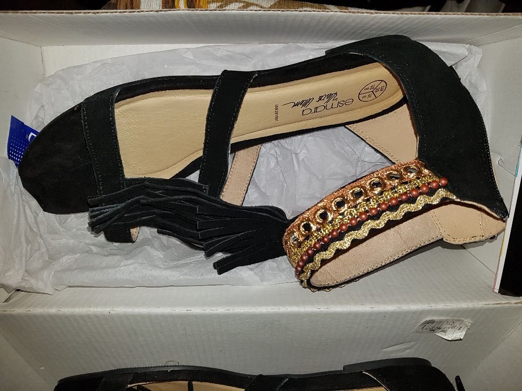 Дамски сандали естествена кожа черно и златно ESMARA в Сандали в гр. Правец  - ID29731350 — Bazar.bg