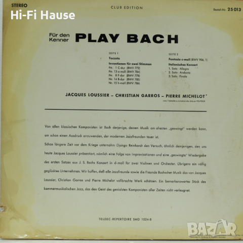 Play Bach-Грамофонна плоча-LP 12”, снимка 2 - Грамофонни плочи - 36352698