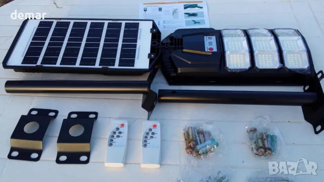 YACAISI Соларни улични лампи - 2 броя, 1200W LED, 8500K, дистанционно, снимка 8 - Соларни лампи - 50357291