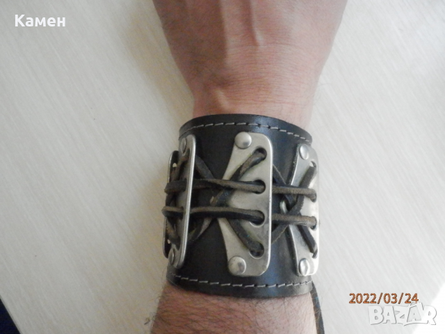 Мъжка кожена гривна, снимка 3 - Гривни - 36217683