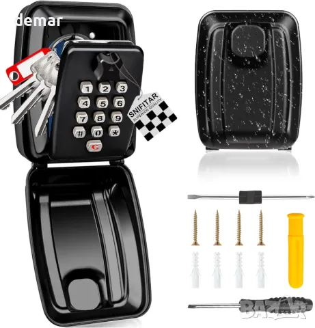 Сейф за ключове, монтиран на стена, водоустойчив капак, 4-12 цифрена комбинация