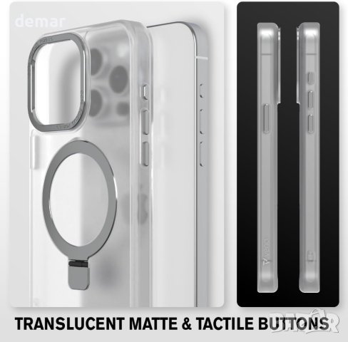 Калъф за iPhone 15 Pro Max (6,7”), съвместим с Magsafe, удароустойчив, полупрозрачен/бял, снимка 5 - Калъфи, кейсове - 44263560