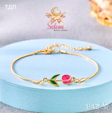 Дамска гривна "Нежно лале", снимка 5 - Гривни - 53697653