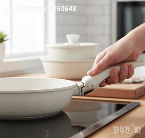 Комплект съдове Goldmann GM-1005 – 5 части с подвижна дръжка, мраморно покритие и индукция