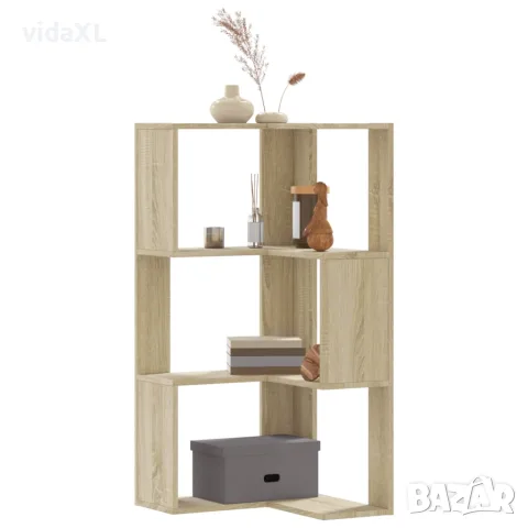 vidaXL Ъглова етажерка 3 нива дъб сонома 50x50x102 см инженерно дърво, снимка 2 - Етажерки - 56148179